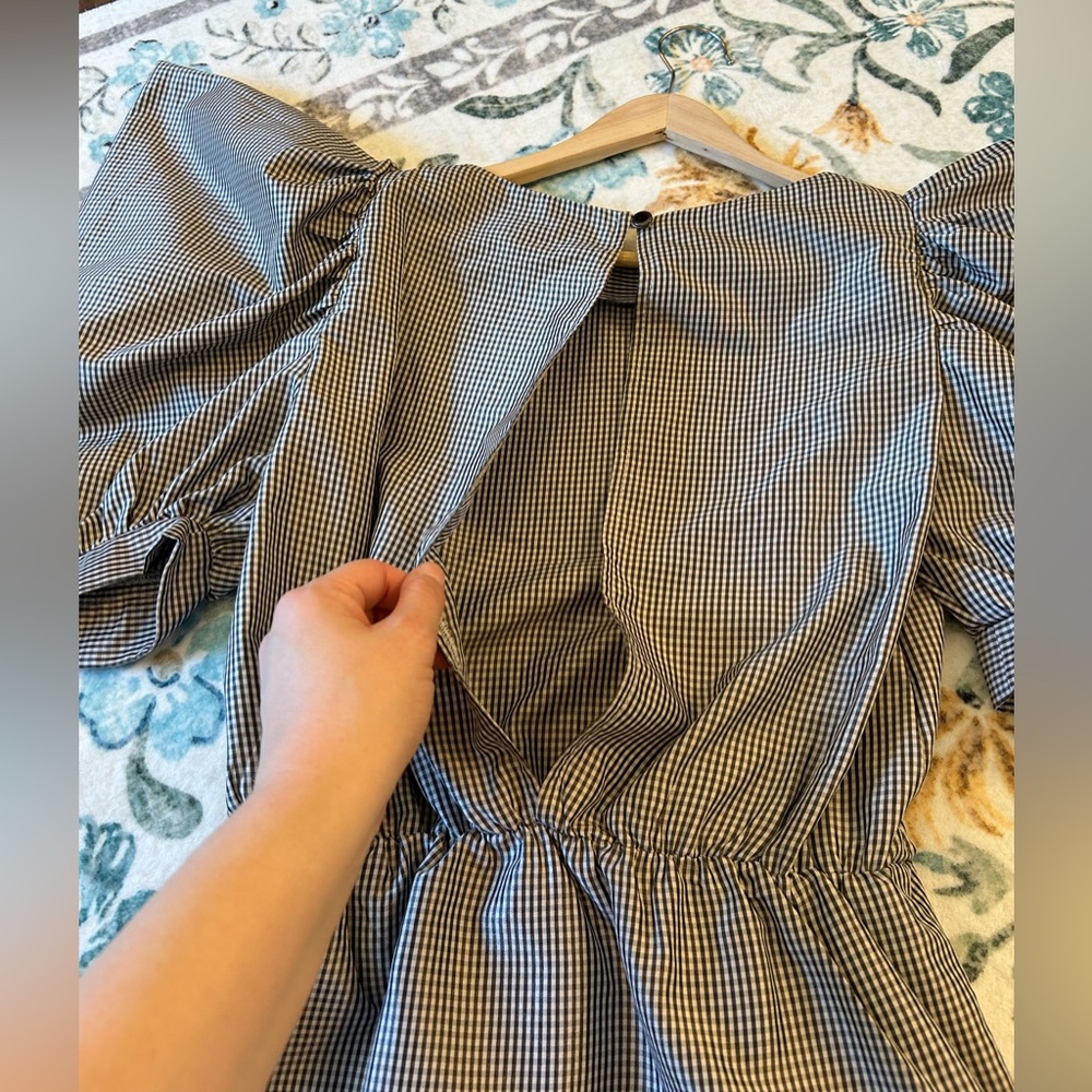 Topshop Black and Tan Checkered Plaid Blouse - Picture 9 of 13